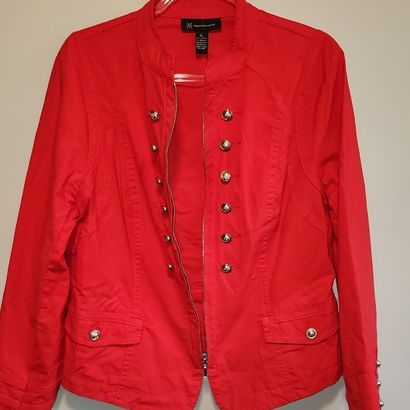 INC International Concepts Holiday Red Military Zip Up Utility Jacket XL - Picture 9 of 9